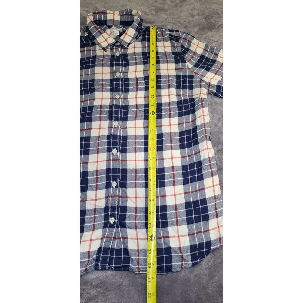 J.Crew Flannel Shirt Womens Sz L Blue Buffalo Check Long Sleeve Button Up C28-31 - Picture 2 of 9
